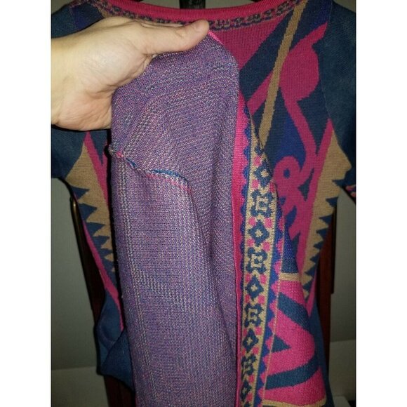 Flying Tomato Womens Knit Style Dress Aztec Design Size Small In Blue Red Beige - Picture 8 of 8